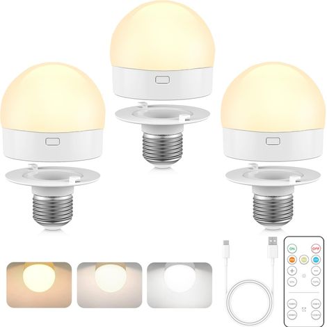 Lampara Led Recargable - 450 Lm - 3 Temperaturas De Color - Base E27 - Batería 2000 Mah - Ip44 - 65 Mm (1/5)