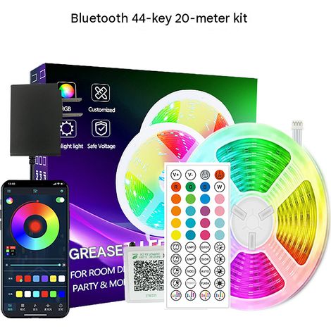 Bande LED Bluetooth RGB 20m – Télécommande, couleurs changeantes, éclairage d'ambiance. (1/5)