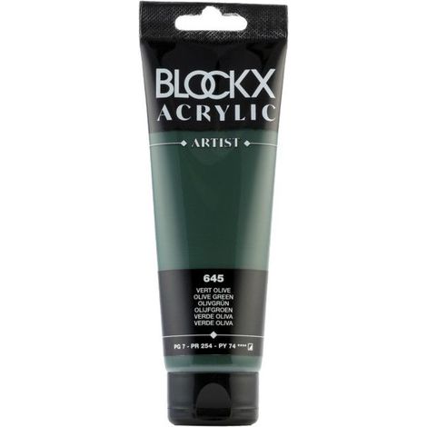 Peinture acrylique - Vert olive - 645 - BLOCKX Artist - Qualité beaux-arts - Tube 120ml