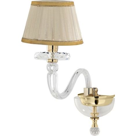 Applique 38 cm BACH con paralume in vetro trasparente 1 Luce Oro (1/2)