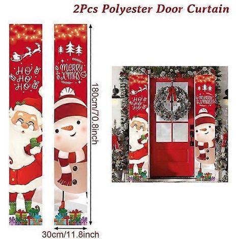 Décoration de porte de Noël, bannière Joyeux Noël, décoration à suspendre pour la maison, ornement de Noël, cadeau de bonne année, Père Noël, bonhomme de neige (1/5)