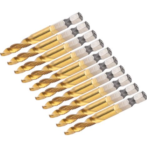 10 tarauds à queue hexagonale M6 - Foret 5.0, revêtement composite, goujure hélicoïdale, accessoire (1/5)