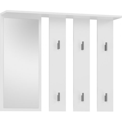 PARMI - Wall coat hook with mirror - Wall coat hook - 100x15x81.5 cm - 6 hooks - Hall furniture (1/4)