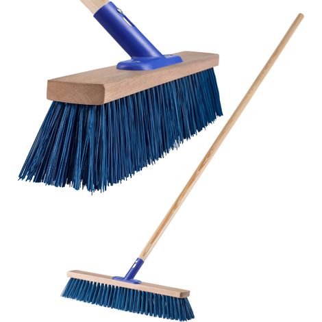 KADAX Straßenbesen mit langem Stiel aus Holz und Nylon, Kehrbesen, Blau, 50 cm (1/4)