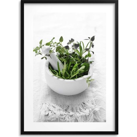 Affiche de cuisine avec photo d'herbes pour cuisine salle à manger dans un cadre 50x70 (1/5)