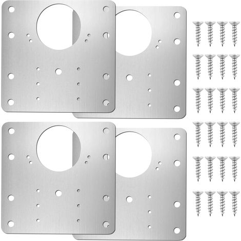 4 PCS Plaque de Reparation Charniere kit de Plaque Charniere Porte Placard avec 24 Vis Réparation Charniere Porte Placard pour Bois Étagères Armoires Meubles H217 (1/5)