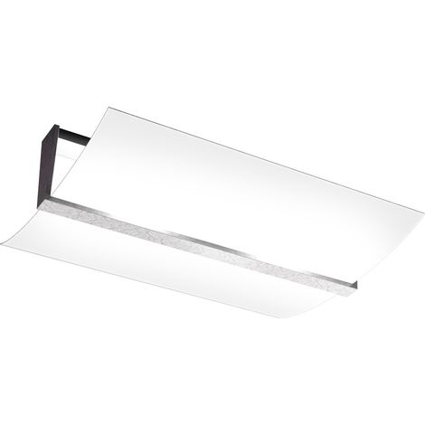 Plafoniera Contemporanea Wood Met. Foglia Argento Vetro Bianco 2 Luci E27 53Cm
