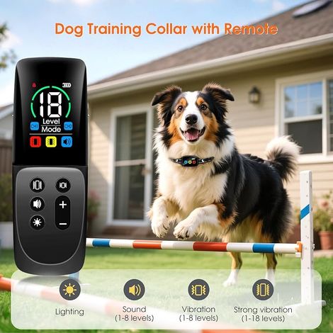 Anti-Bark Collar with Remote Control for Dogs, Anti-Bark Device, Beep and Vibration Modes, Rechargeable, LCD Color, IP67 Waterproof Training Collar for Dogs (1/4)