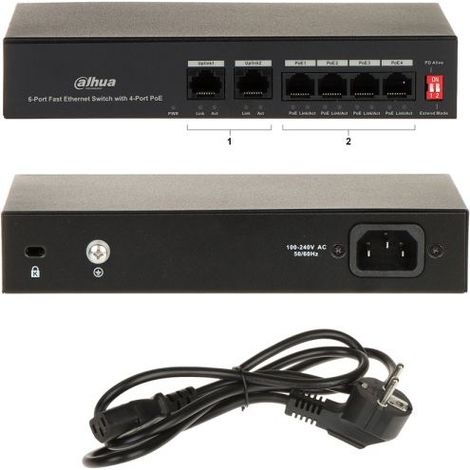 Dahua SWITCH 4 PORTE POE 10/100Mbps - PFS3006-4ET-36