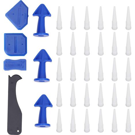 Kit D'outils De Calfeutrage, Finition De Mastic, Buses en Silicone, Ensemble De Plaques De Grattoir pour Le Remplissage De Sol De Cuisine Et De Salle De Bains (1/5)