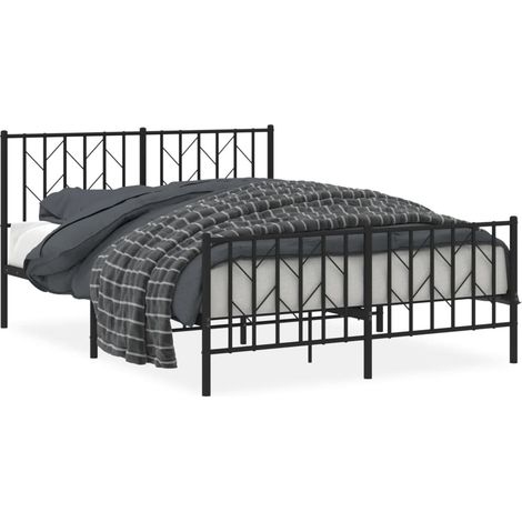 Maison Exclusive - Cadre de lit métal sans matelas avec pied de lit noir 135x190cm (1/5)