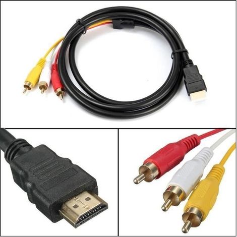 Cable Audio Video Adapter 5 Pieds 1080P HDTV HDMI mâle vers 3 Cordon AV RCA (1/4)
