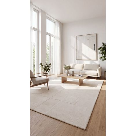 Tapis en laine Timeless Lightness - Tapis en laine  - 290x190cm, Rectangular - 100% Laine vierge - Tufté main - Blanc