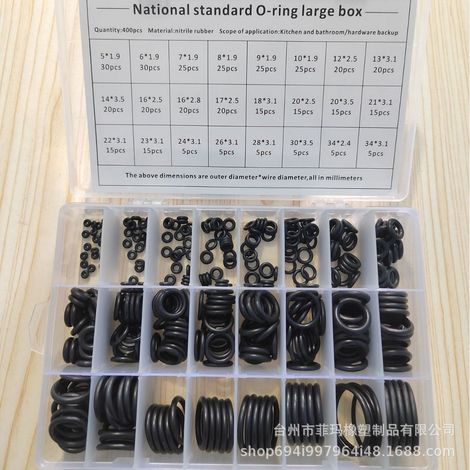 400-teiliges O-Ring-Set, Gummidichtungen in 24 Größen, elektrisches Dichtungsset, O-Ring-Sortiment für isolierte Rohrdichtungen