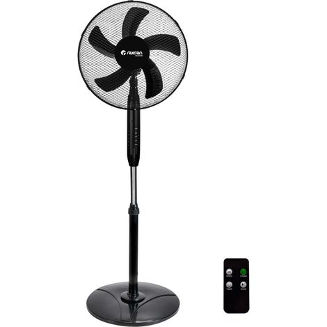 Ventilador de pie silencioso oscilante con mando a distancia (40W aspas de Ø40cm y 3 velocidades) IP20 color negro (1/5)