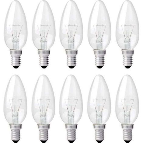Ampoule Bougie Clair E14 40W, Ampoule Incandescence Dimmable, Blanc Chaud 2700K, 400LM, Ampoule Flamme, E14 Ampoules à bougie à vis Edison, Pack de 10 (1/4)