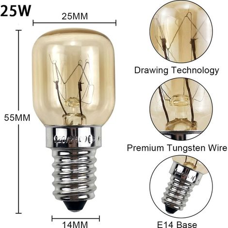 GROOFOO Lot de 10 ampoules pygmées SES E14 avec culot à baonnette - Ampoules pour four/micro-ondes résistantes jusqu'à 300 °C - Ampoules de nuit (25W) (1/3)