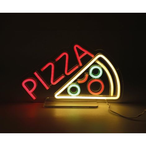 Lámpara/aplique de pared LED de neón con forma de pizza, fabricada en PVC, con puerto USB e interruptor Seynave. SEYNAVE (1/5)