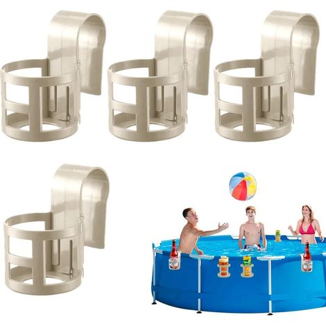 4 Stück Portegobelet Piscine Support Suspendu Hors Sol Portegobelets pour Piscines Rond Et Carré Porteboissons Rangement Boisson Bord De Piscine (Kaki A) (1/5)