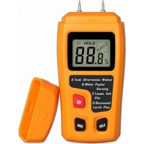 Testeur d'humidité du bois portable testeur d'humidité LCD pour détecteur d'humidité du bois pour la mesure de l'humidité du papier de bois de chauffage-Crezuo (1/4)