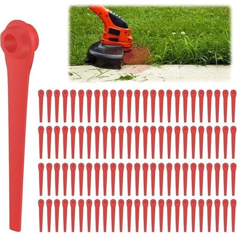 100 lame per tosaerba, lame per rifinitura bordi per accessori per tosaerba da giardino, lame di ricambio in plastica per tosaerba, lame per decespugliatore per giardino e bordatori per prato (1/4)