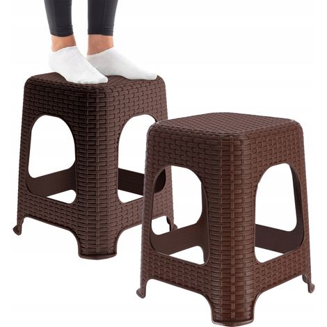 KADAX Rattanhocker aus Kunststoff, Braun, 2 Stück