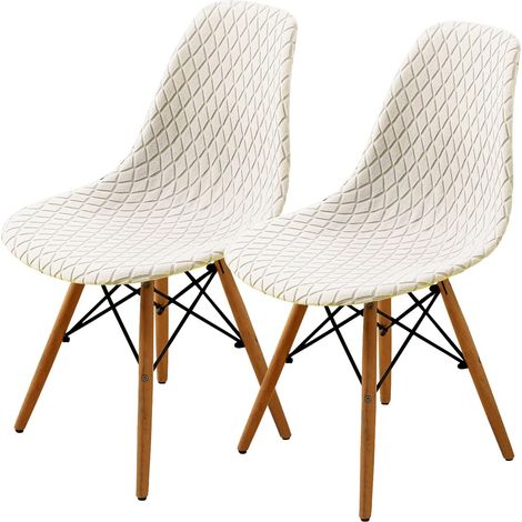 Housse de Chaise Scandinave, Amovible Lavables, Extensible Shell Crème 2 Pieces (1/5)