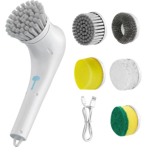 Brosse de nettoyage pour barbecue électrique,sans fil,rechargeable,avec 5 têtes de rechange,barbecue extérieur,cuisine,maison (1/5)