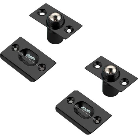 Lot de 2 verrous à bille encastrés — Réglables, à ressort, cuivre + acier inoxydable (1/5)