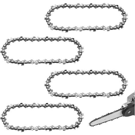 4 Pièces Chaine Tronconneuse 10 cm, Chaine de Tronconneuse, Mini Chaînes de Tronçonneuse de 4 Pouces, Mini Chaînes pour Tronçonneuse Portatives Sans Fil, avec Guide Meule 28 Drive Links (1/5)