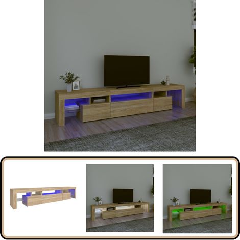 Meuble TV avec lumières LED Chêne sonoma 215x36,5x40 cm - Meuble Tv - Meuble Tv Led - Meuble Tv Avec Éclairage - Meuble Tv Design - Meuble Tv Rangement (1/5)