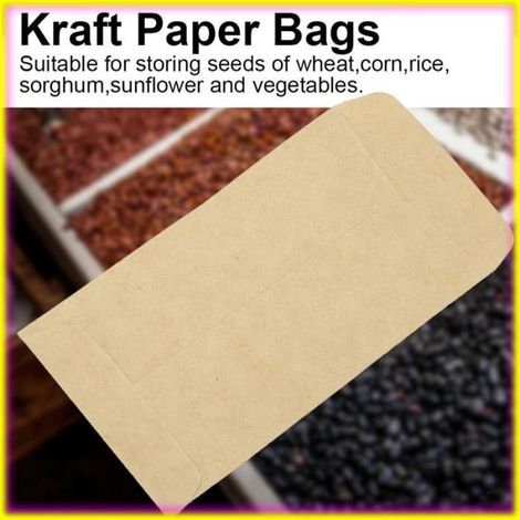 keenso sacs kraft 100 pièces sacs en papier Kraft cors blé riz graines emballage sac de rangement enveloppe jardin Adhésif 611 (1/5)
