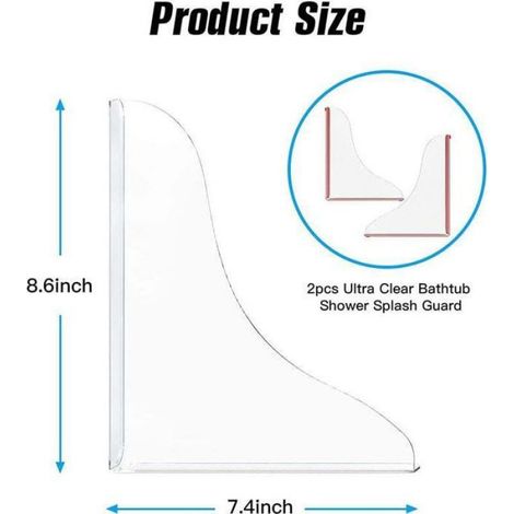 Protection Anti-Éclaboussures Baignoire - Acrylique - 205 x 185 x 22 mm - Pour Salle De Bain - Lot De 2 (1/4)