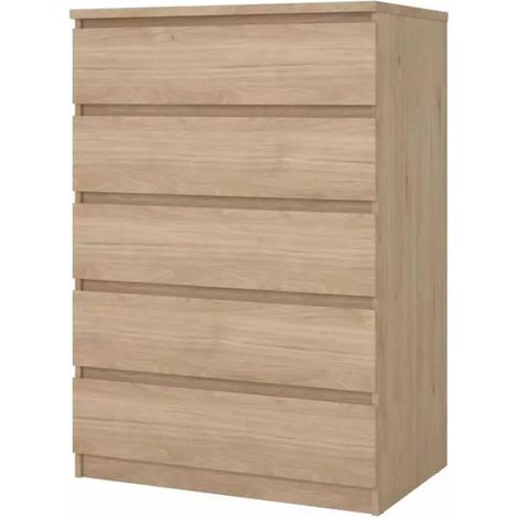 cassettiera 5 cassetti "naia" legno 77x50x111,3 cm
