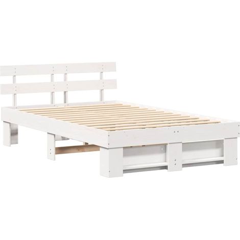 Lit double,Lit adulte,Cadre de lit Blanc 140 x 190 cm Bois massif en pin CFW8546697 (1/5)