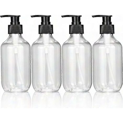 4Pcs Flacons Vides 300ML avec Pompe Doseuse pour Sauces de Cuisine, Distributeur de Savon Liquide Rechargeable en Plastique (1/5)