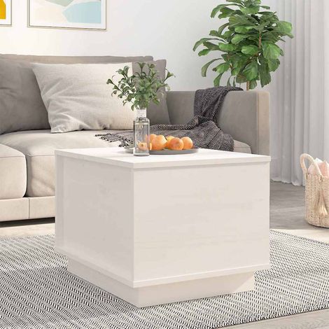 Table basse Table d'appoint pour Salon Chambre - Blanc 40x50x35 cm Bois massif de pin BV943742 - BonneVie (1/5)