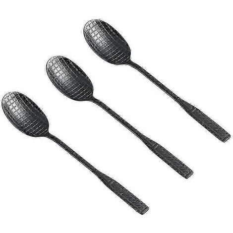 2025 Lot de 3 cuillères à glace en acier inoxydable en forme de raquette de tennis, cuillère à café, agitateur créatif, vaisselle (noir) (1/2)