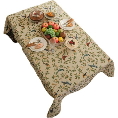 Nappe carrée française (140 x 140 cm), nappe rétro romantique pour table basse