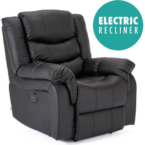 SEATTLE ELECTRIC BLACK LEATHER AUTO RECLINER ARMCHAIR SOFA HOME LOUNGE CHAIR