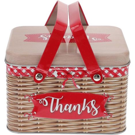 Boîte à biscuits manuelle en imitation rotin (1 pièce) - Boîte de rangement créative pour bonbons en fer-blanc (1/2)