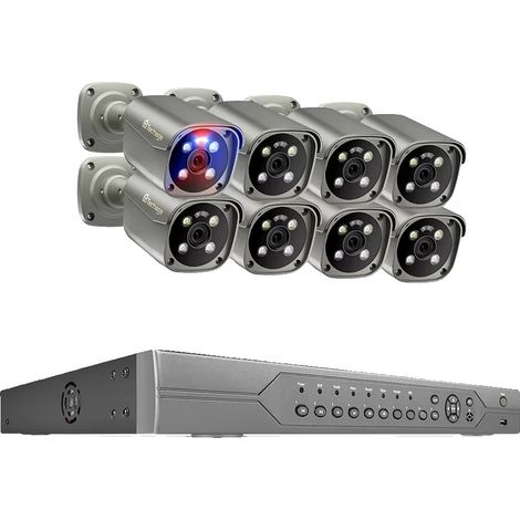 Sistema de cámaras de videovigilancia, 16 canales, audio bidireccional, 16 canales, 8 cámaras de 8 MP, ninguna (1/2)
