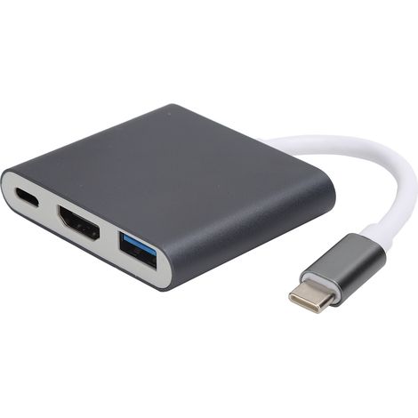 Adaptateur USB-C Hub 3-en-1 HDMI 4K 60Hz pour MacBook Air Pro Gris (1/5)