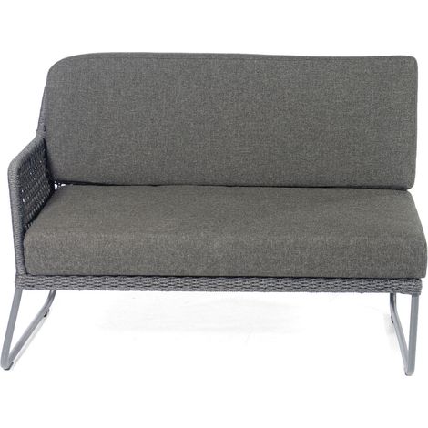 Sonnenpartner Poison Lounge-Eckmodul rechts Loungesofa Alu mit Polyrope dunkelgrau