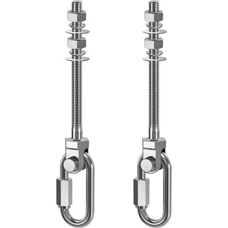 2pcs Crochet de Hamac, M10 x 128mm Accroche de Balançoire Fixation Fauteuil Suspendu Pivot Ensemble Support Fixation Plafond/Poutre pour Corde Yoga/Cerceau Aérien/Sac Frappe/Sac Sable,1500lbs