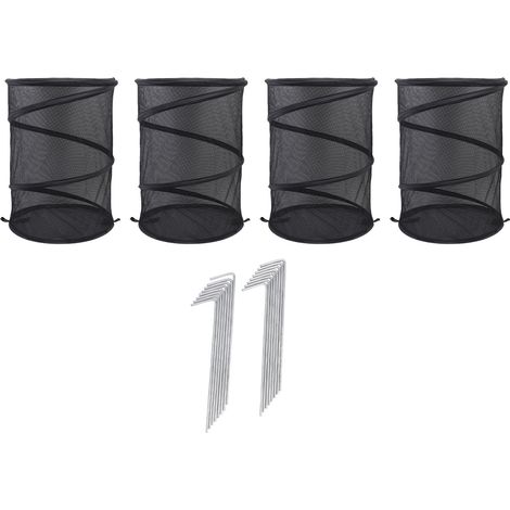 Couvertures de plantes Pop-Up avec 16 clous de sol, maille pliante, Cage de protection pour plantes, pour jardin, cour, verger, noir, 4 pièces