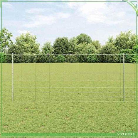 Kit clôture extérieure acier argent 5000 x 2,7 x 100 cm – rouleau + 88 poteaux, vis et boulons (1/5)