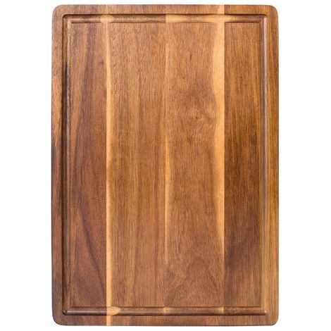 Planche à découper en bois massif rainurée, épaisse, naturelle pour la cuisine (1/5)