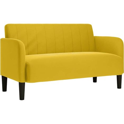 Canapé Sofa causeuse jaune 109 cm velours (1/5)