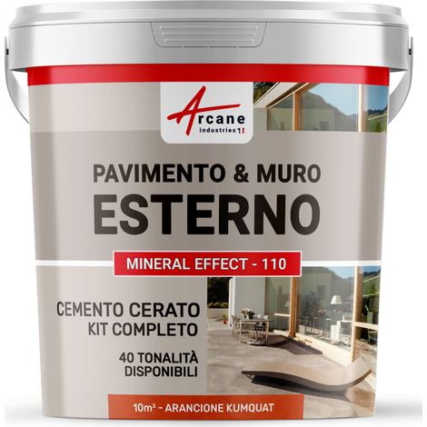 Microcemento per esterni: pavimenti, muri, terrazze, balconi, scale - 10 m² (in 2 strati) Arancione Kumquat - ARCANE INDUSTRIES